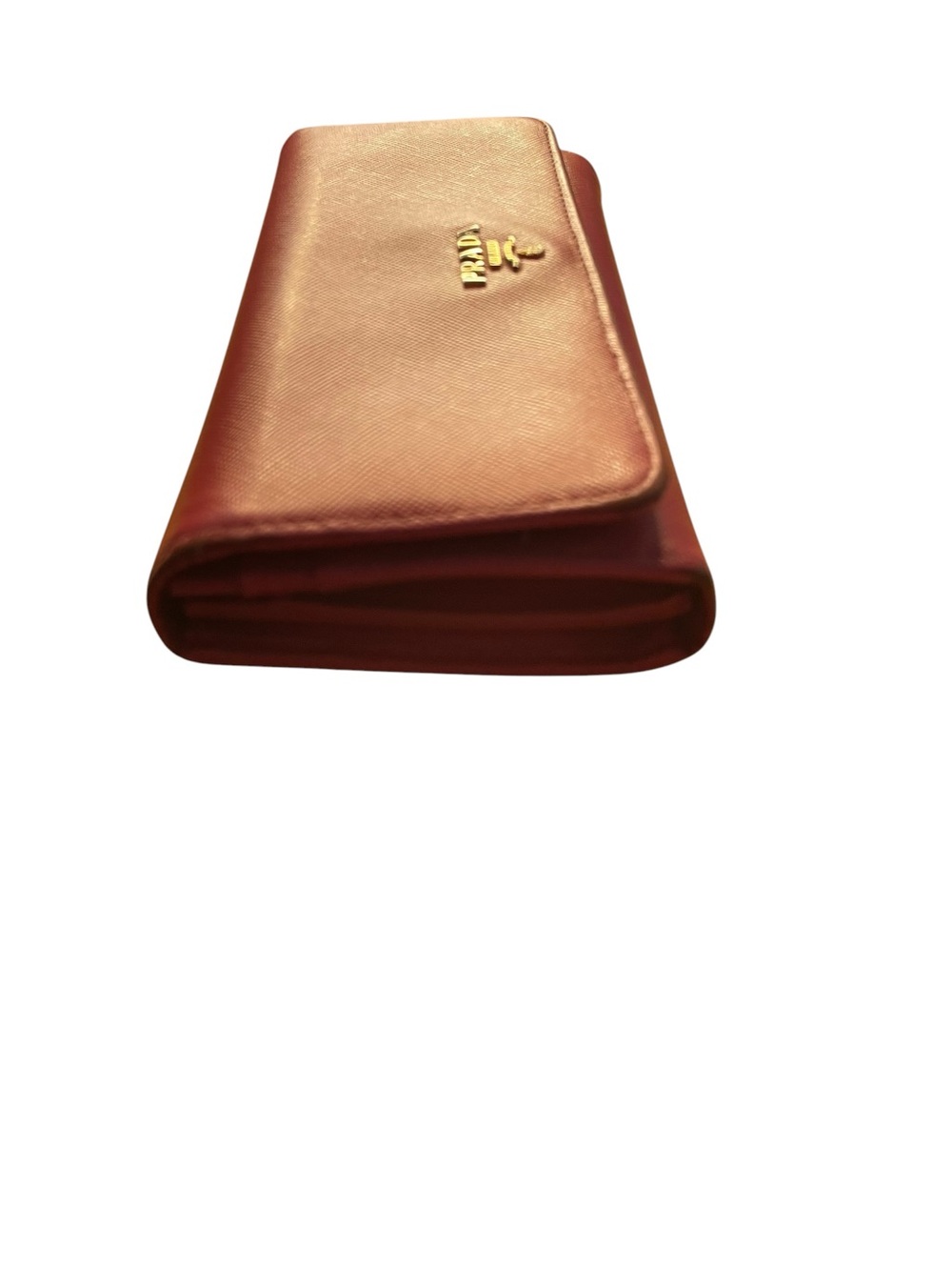 PRADA Red Saffiano Leather Long Flap Continental Wallet Gold Hardware - Picture 2 of 12